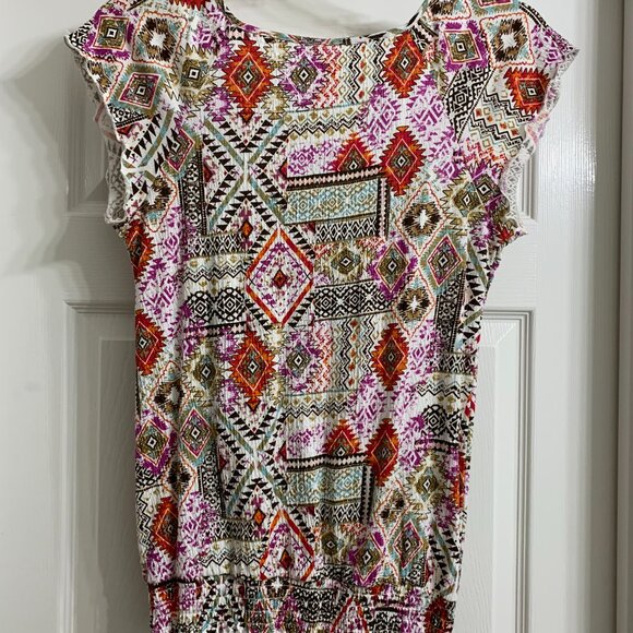No Boundaries Junior's Southwest Print Blouse, Size L - Picture 2 of 4